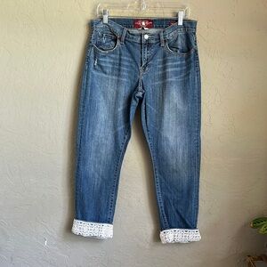 Lucky brand size‎ 8/29 sienna tomboy Jean lace hem cropped